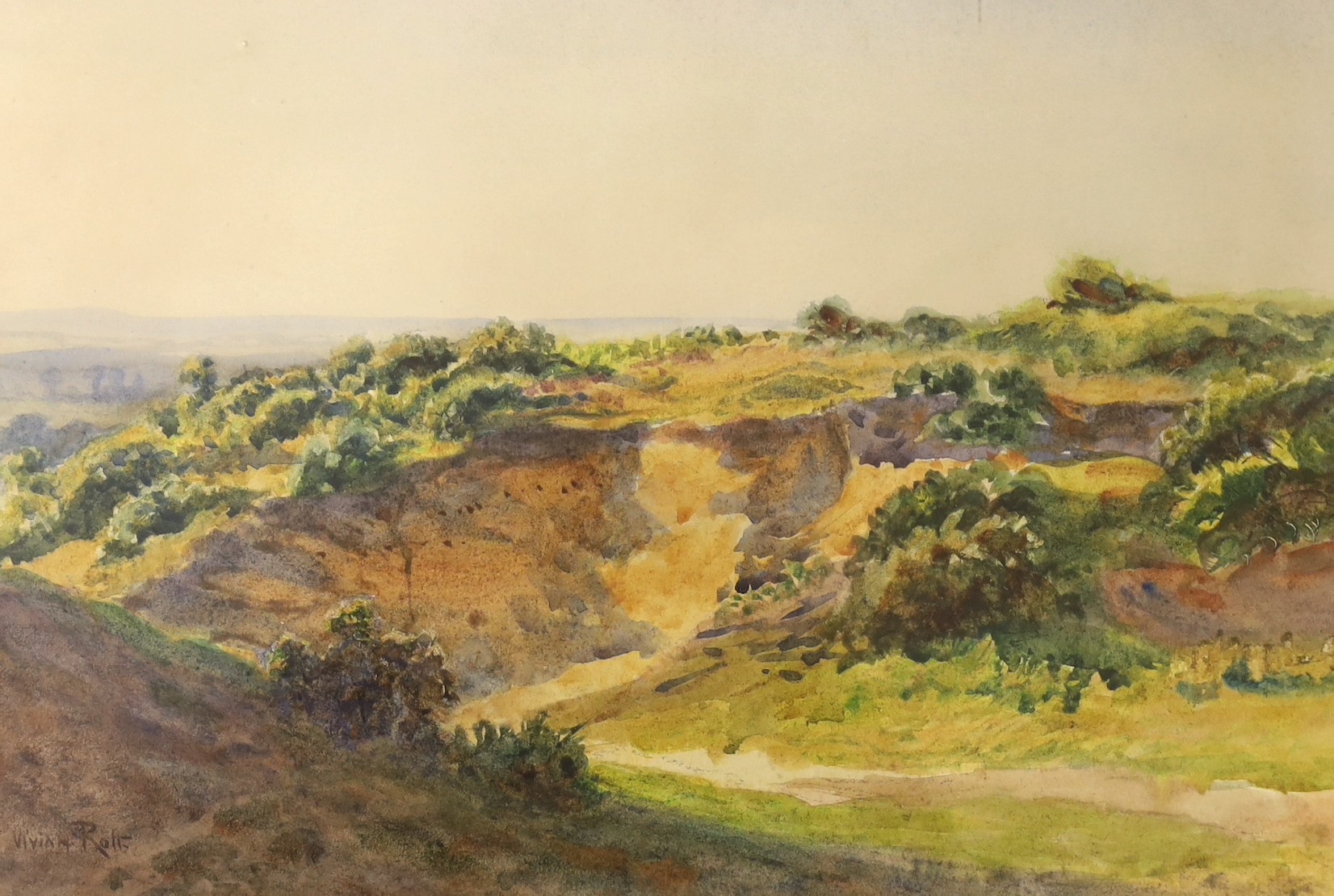 Vivian Rolt R.B.A (1874-1933), two watercolours, Downland view and 'The Downs, Chantry Hill, Nr Storrington', signed, 24 x 36cm